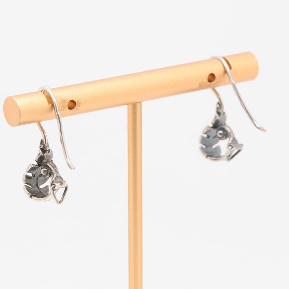 Vintage Sterling Silver Leaf Earrings - Picture 5 of 6